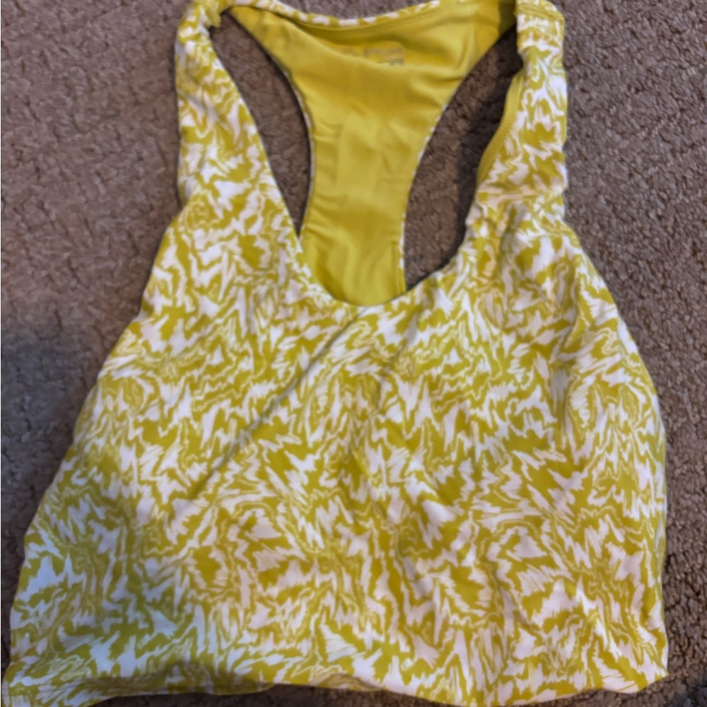 Yellow and White Patterned workout top